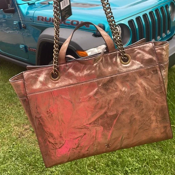 Frye Ella tote dark taupe metallic Bags